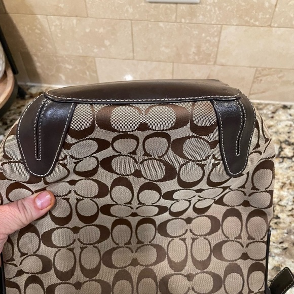 COACH Shoulder Bag Signature Brown Canvas - Picture 9 of 13